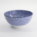 Nippon Blue Sanuki Bowl 18.5x9cm 1000ml Wave YW-1018/B 3/24