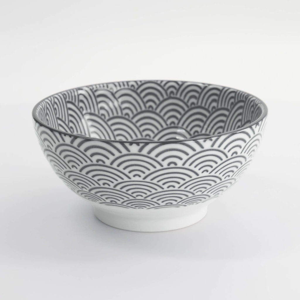 Nippon Grey Sanuki Bowl 18.5x9cm 1000ml Wave YW-5539/B 3/24