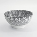 Nippon Grey Sanuki Bowl 18.5x9cm 1000ml Wave YW-5539/B 3/24