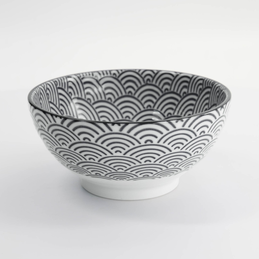 Nippon Black Sanuki Bowl 18.5x9cm 1000ml Wave 33938 3/24