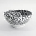 Nippon Black Sanuki Bowl 18.5x9cm 1000ml Wave 33938 3/24