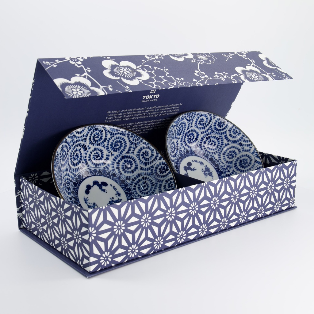 Ramen Bowl 2pcs Giftset 19x7.5cm 1100ml Blue 5A 33942 1/6  
