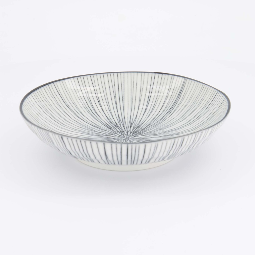 Nippon Black Pasta Plate 21x5.2cm Lines YW-5810/G 3/36