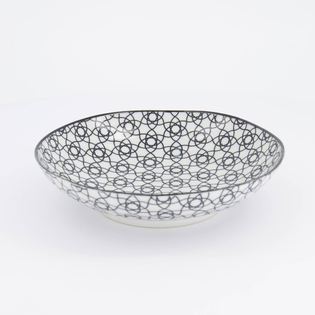 Nippon Black Pasta Plate 21x5.2cm Stripe YW-5810/D 3/36