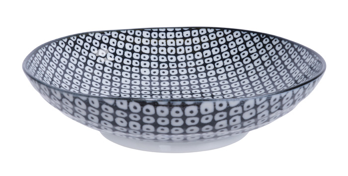 Nippon Black Pasta Plate 21x5.2cm Raindrop YW-5810/H 3/36