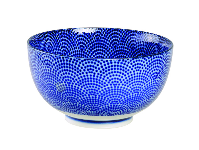 Nippon Blue Okonomi Bowl 13.2x7.4cm 450ml Dot YW-1013/AN 16149 6/48