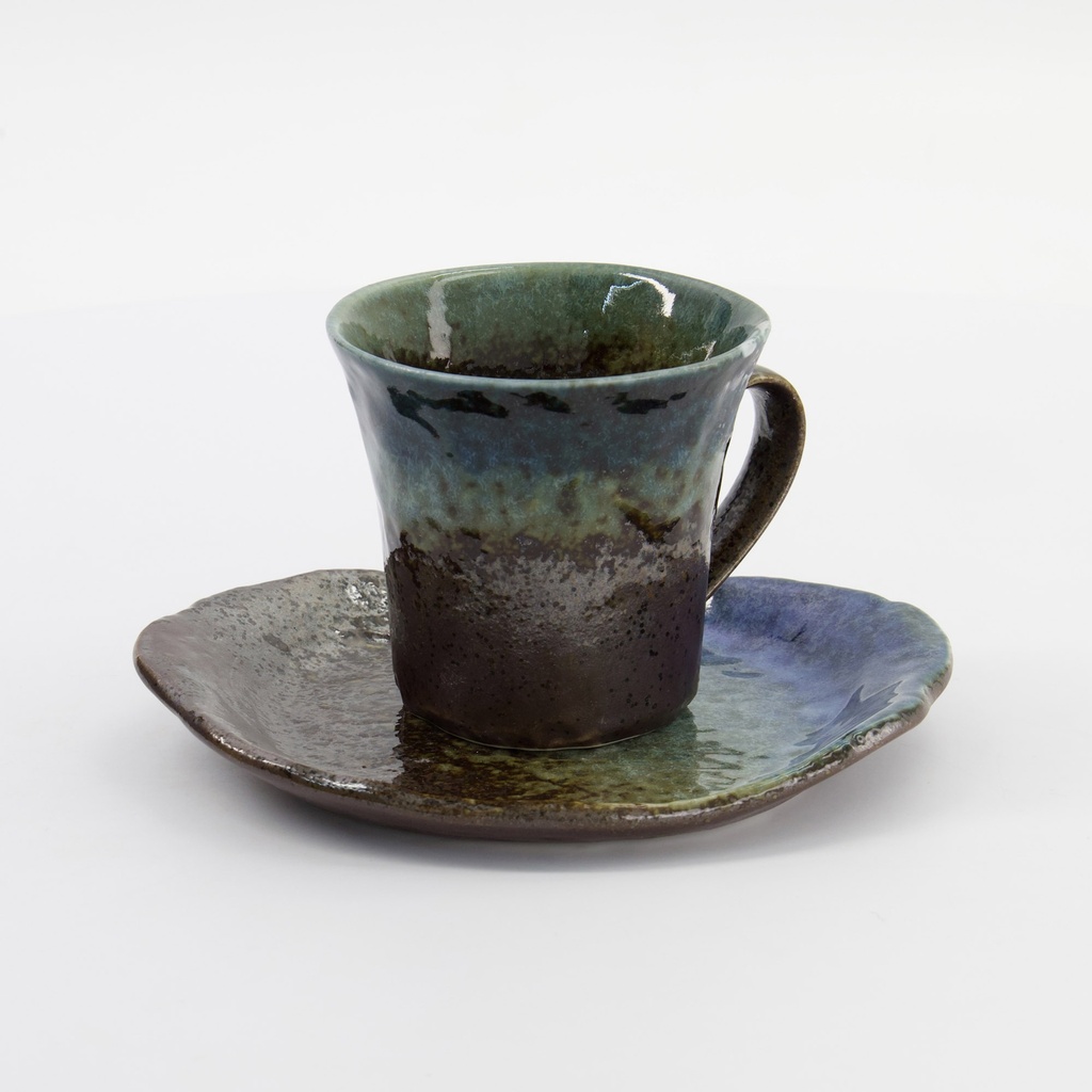 Mino Craft Cup/Saucer set  8.5x7.7cm+13cm Seiun Blue 34054  1/36 