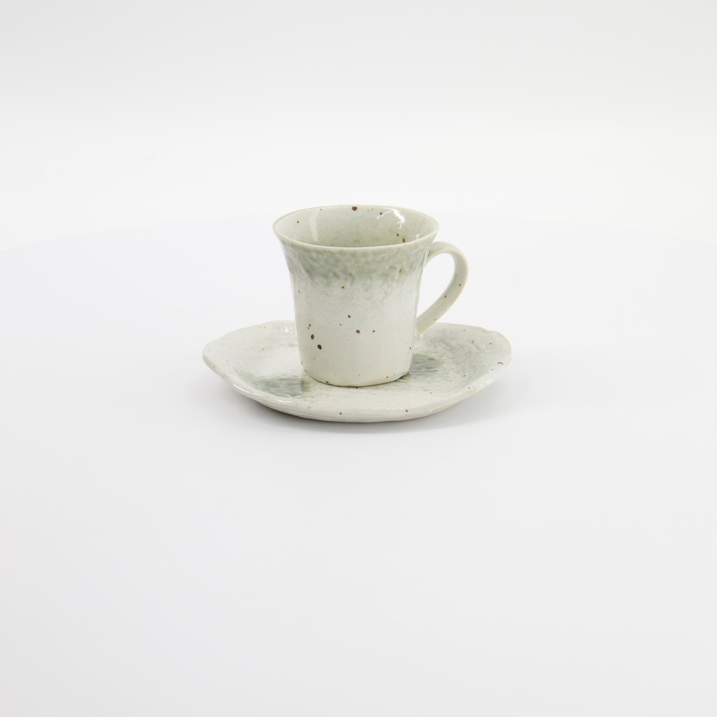 Mino Craft Cup/Saucer set  8.5x7.7cm+13cm Fuki Oribe Green 34055 1/36 