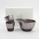 Sake Set 1:2 Set Garnet Red Metallic 15x6.5cm + 6.3x5.5cm (220ml +90ml) 3pcs 34067 1/24