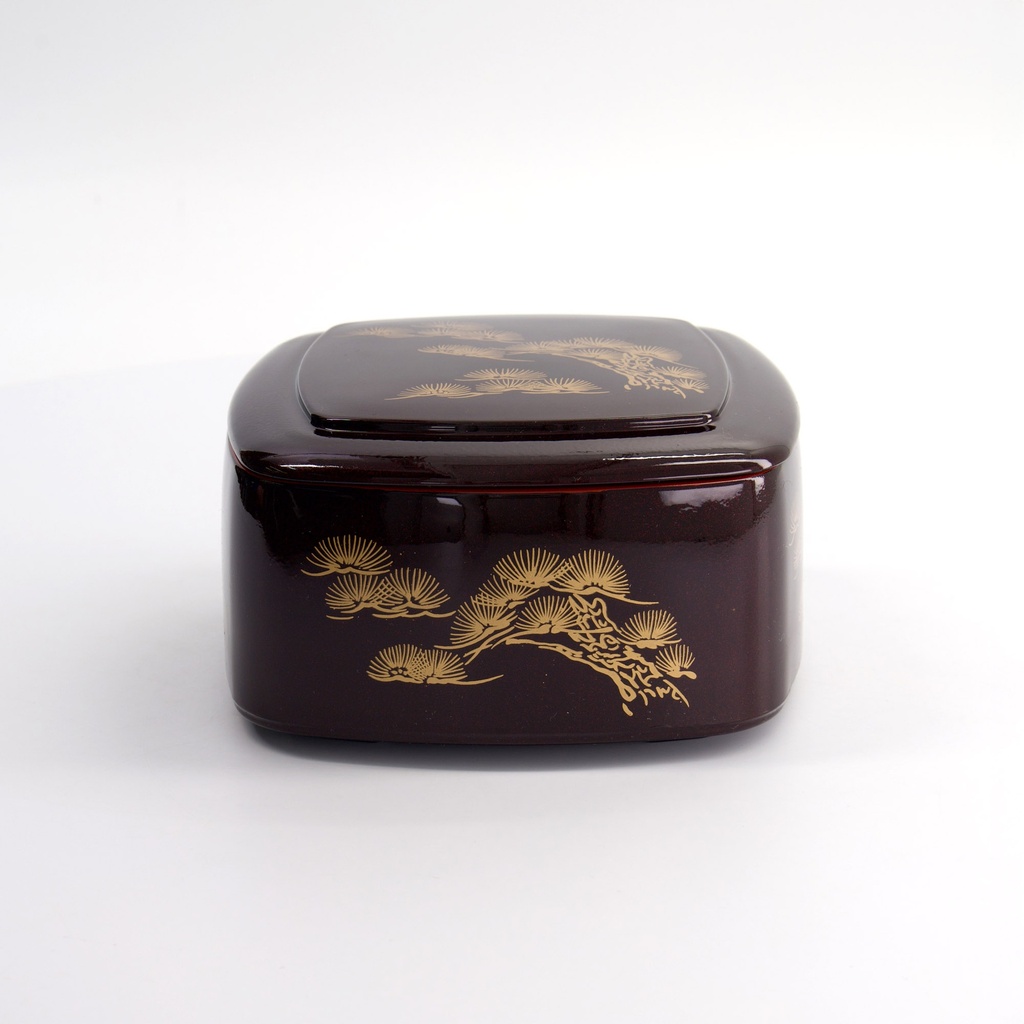 Chirashi Box Square w/Lid 15x15x8.5 Brown Pine 1-485-1 1/60 