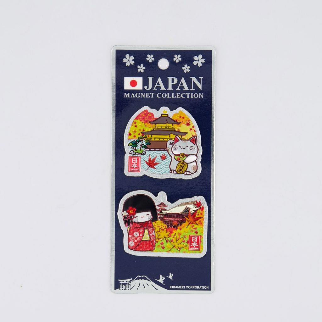 Magnet Japan Lucky Cat & Kokeshi 2pcs 34108 3/12