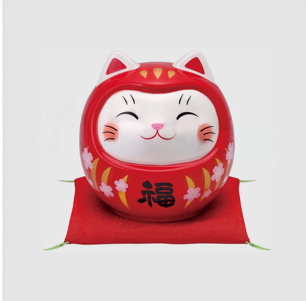 Lucky Cat Daruma Coin Bank 9.5cm Red 7677 1/60