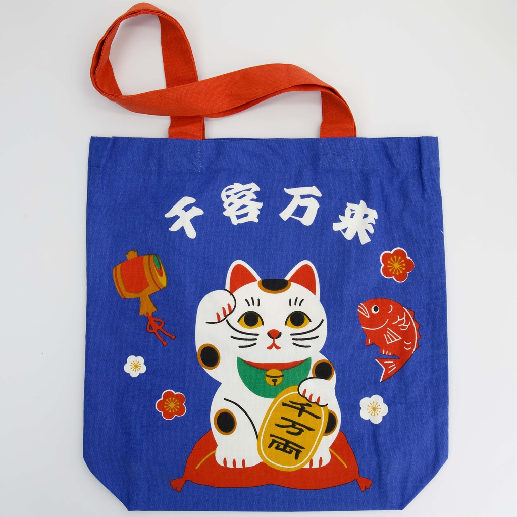 Kawaii Tote bag Lucky Cat 894372 39x38cm Blue 2/80 