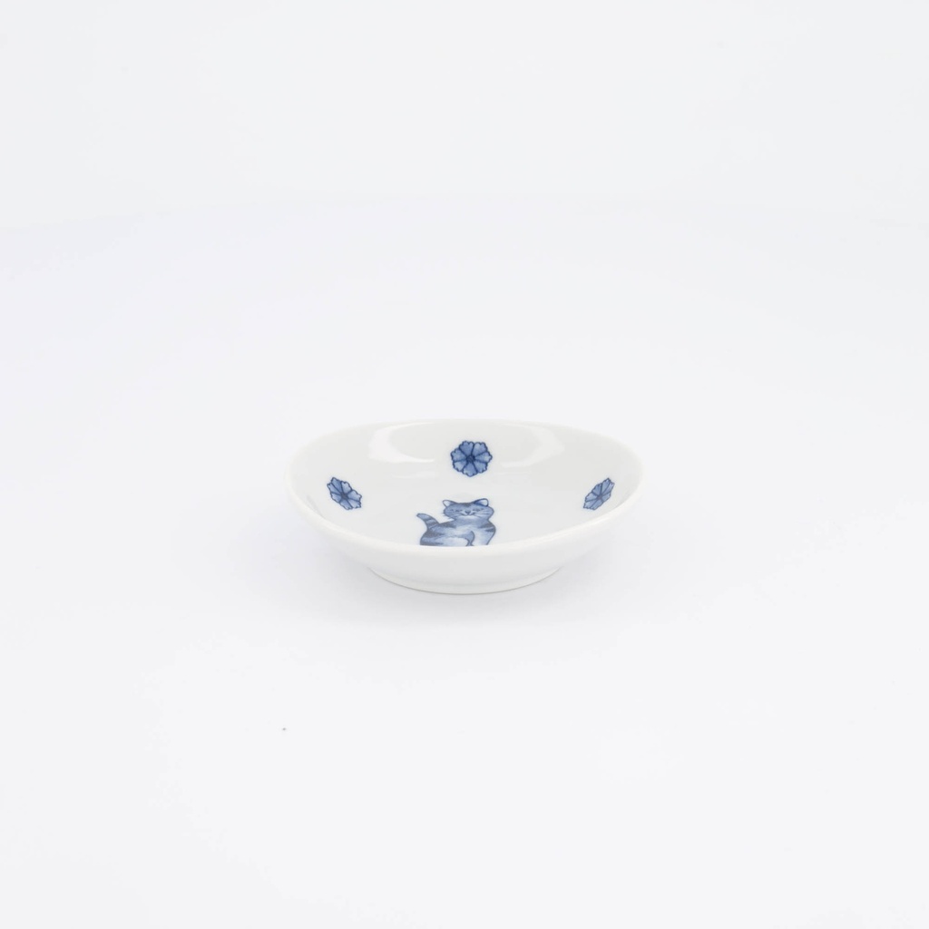Kawaii Hananeko Cat Sauce Dish 9.8x2.5cm Blue A 61691 12/144 