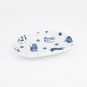 Kawaii Hananeko Cat Oval Plate 18.7x12.8x2.5cm Blue 61694 6/36