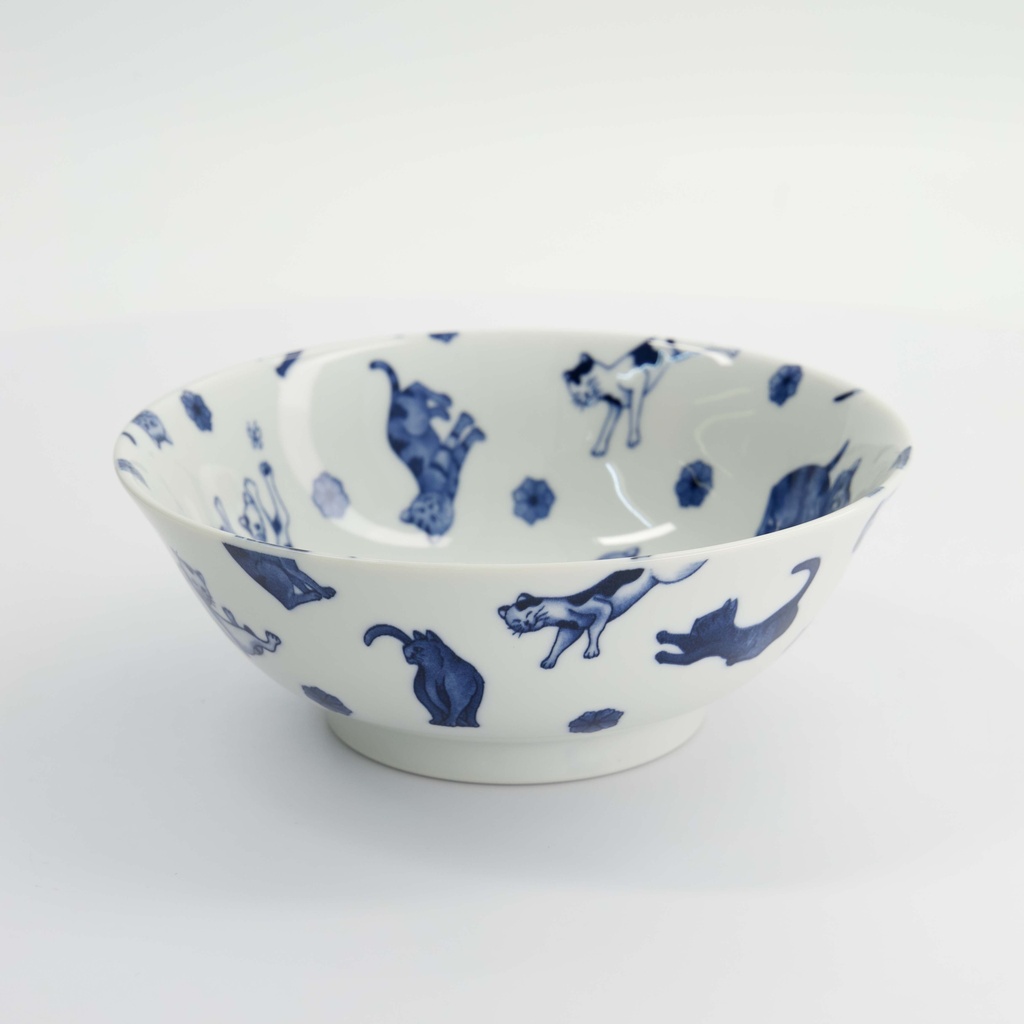 Kawaii Hananeko Cat Ramen Bowl 19.8x7.5cm Blue 61695 4/32 