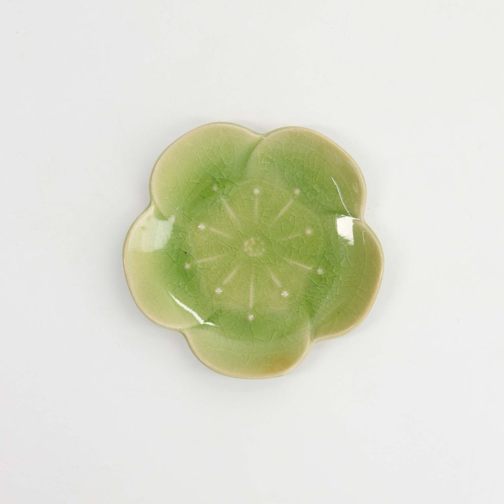 Flower Shaped Plate 11.5cm Green 34314 12/144