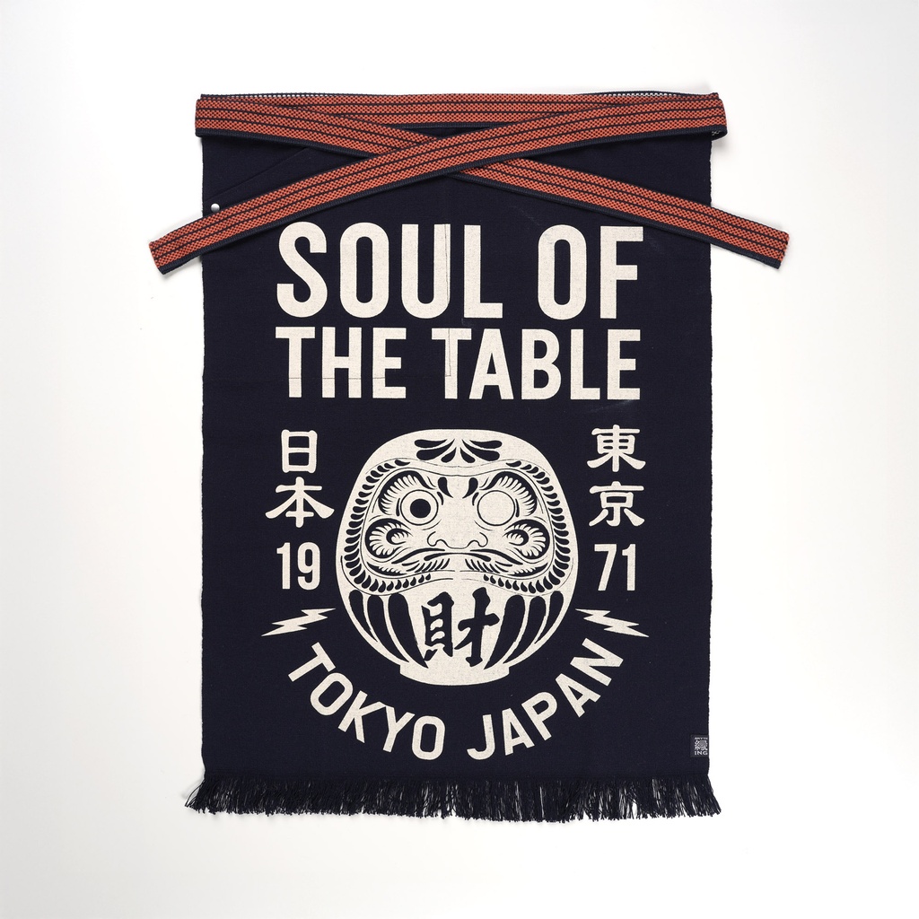 Maekake Apron Daruma Navy 67x47cm Cotton 