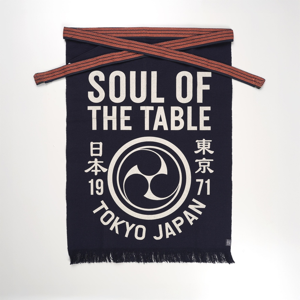 Maekake Apron Kamon Navy 67x47cm Cotton (N)