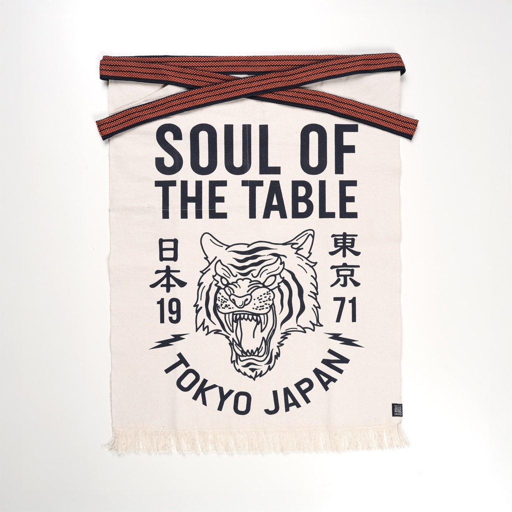 Maekake Apron Tiger Natural White 67x47cm Cotton  