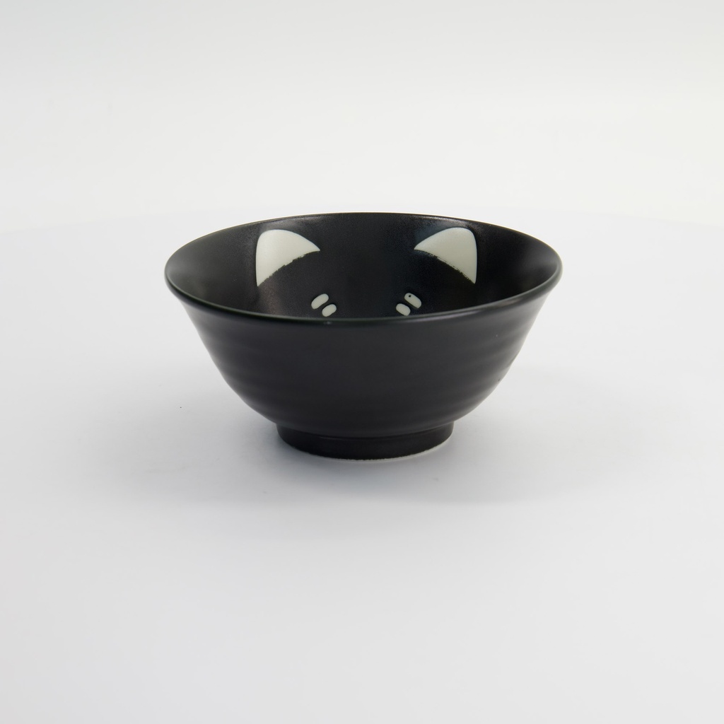 Kawaii Cat Neko Bowl 15x7cm 500ml Black 617584 6/48