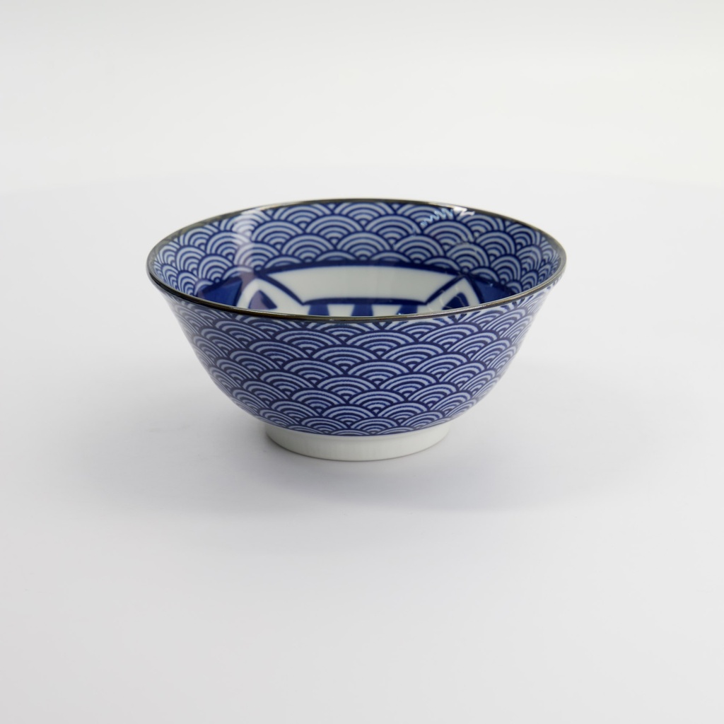 Kawaii Lucky Cat Neko Tayo Bowl 15x7cm 550ml Seikaiha-Neko Blue 6/48
