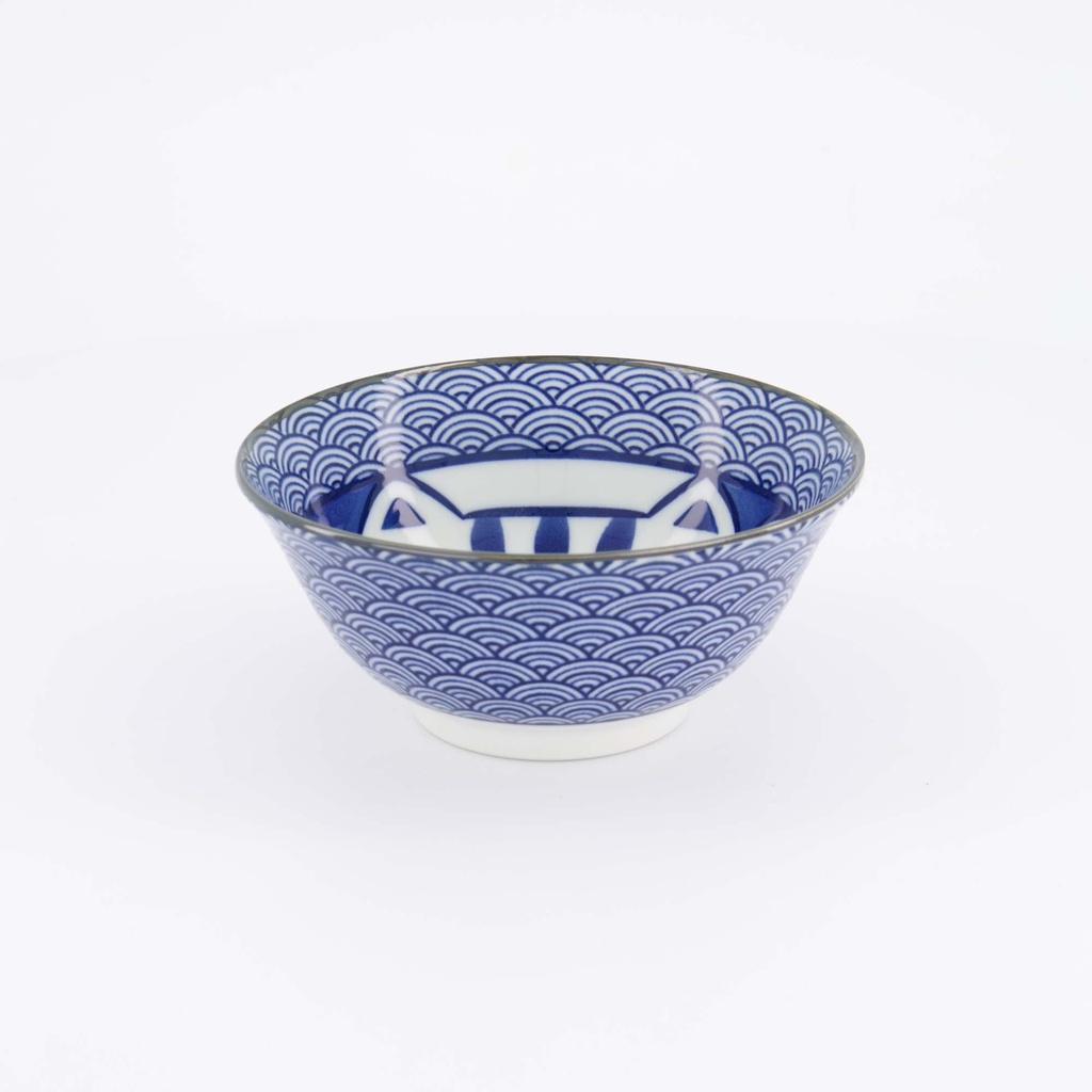 Kawaii Lucky Cat Neko Tayo Bowl 15x7cm 550ml Seikaiha-Neko Blue 6/48