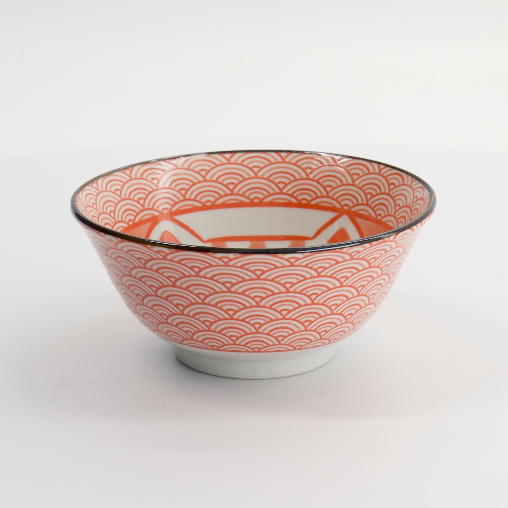 Kawaii Lucky Cat Neko Tayo Bowl 15x7cm 550ml Seikaiha-Neko Red 6/48