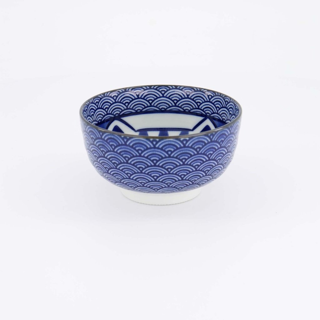 Kawaii Lucky Cat Neko Bowl 13x7cm Seikaiha-Neko Blue 6/48