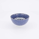 Kawaii Lucky Cat Neko Rice Bowl 12x6.3cm Seikaiha-Neko Blue 6/72