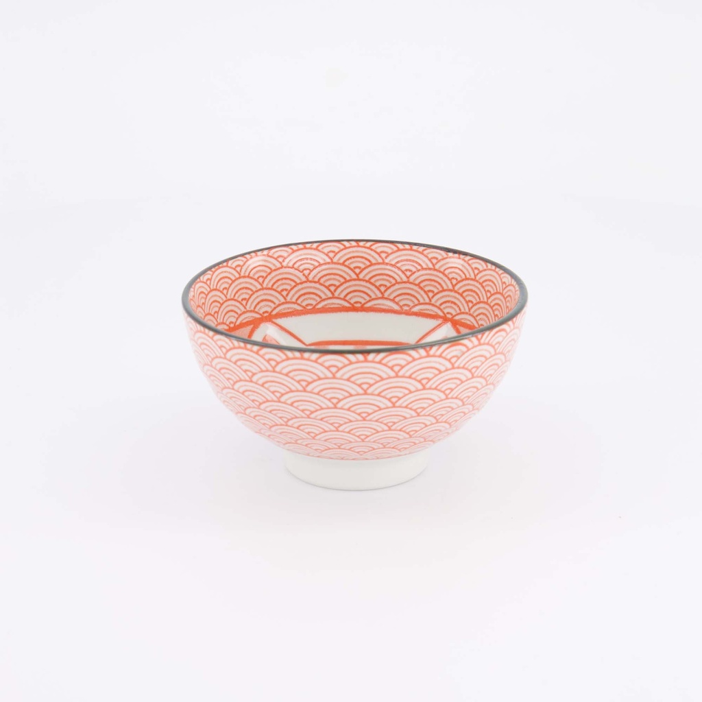 Kawaii Lucky Cat Neko Rice Bowl 12x6.3cm Seikaiha-Neko Red 6/72