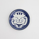 Kawaii Lucky Cat Neko Sauce Dish 12x2cm Seikaiha-Neko Blue 12/144