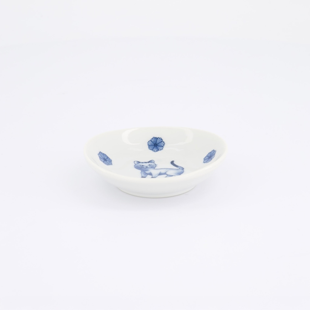 Kawaii Hananeko Cat Sauce Dish 9.8x2.5cm Blue B 618000 12/144