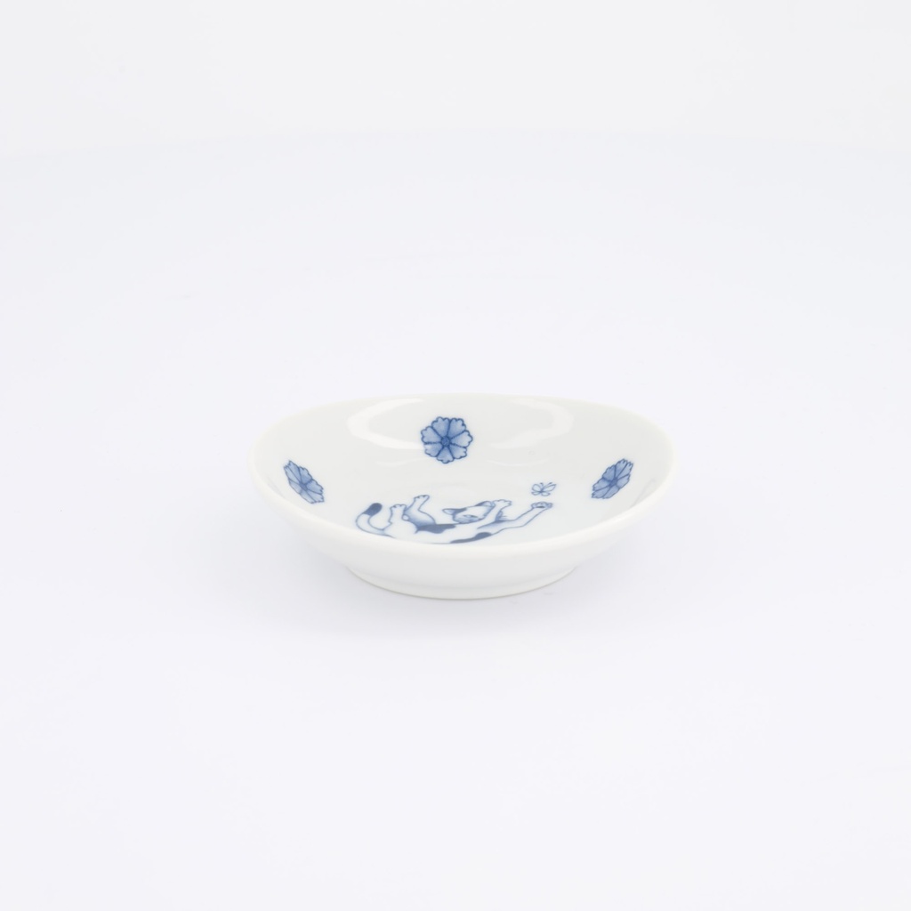 Kawaii Hananeko Cat Sauce Dish 9.8x2.5cm Blue E 618031 12/144