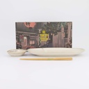 Titanium Matte Sushi Set 2pcs w/ chopsticks 28.5x12.5cm & 10x2cm 619489 (Oval Plate) 