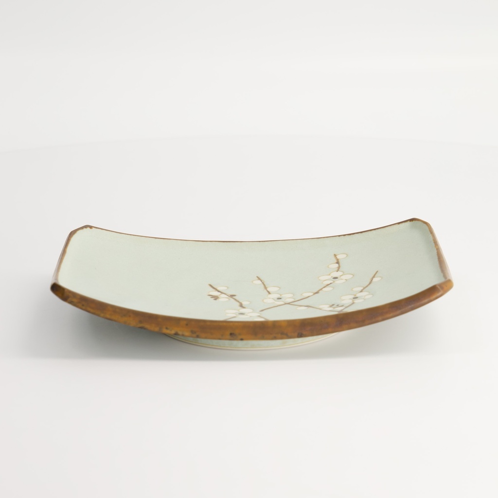 Green Soshun Oblong Plate 18.5x12.2x1.9cm Q27/BP 6/48