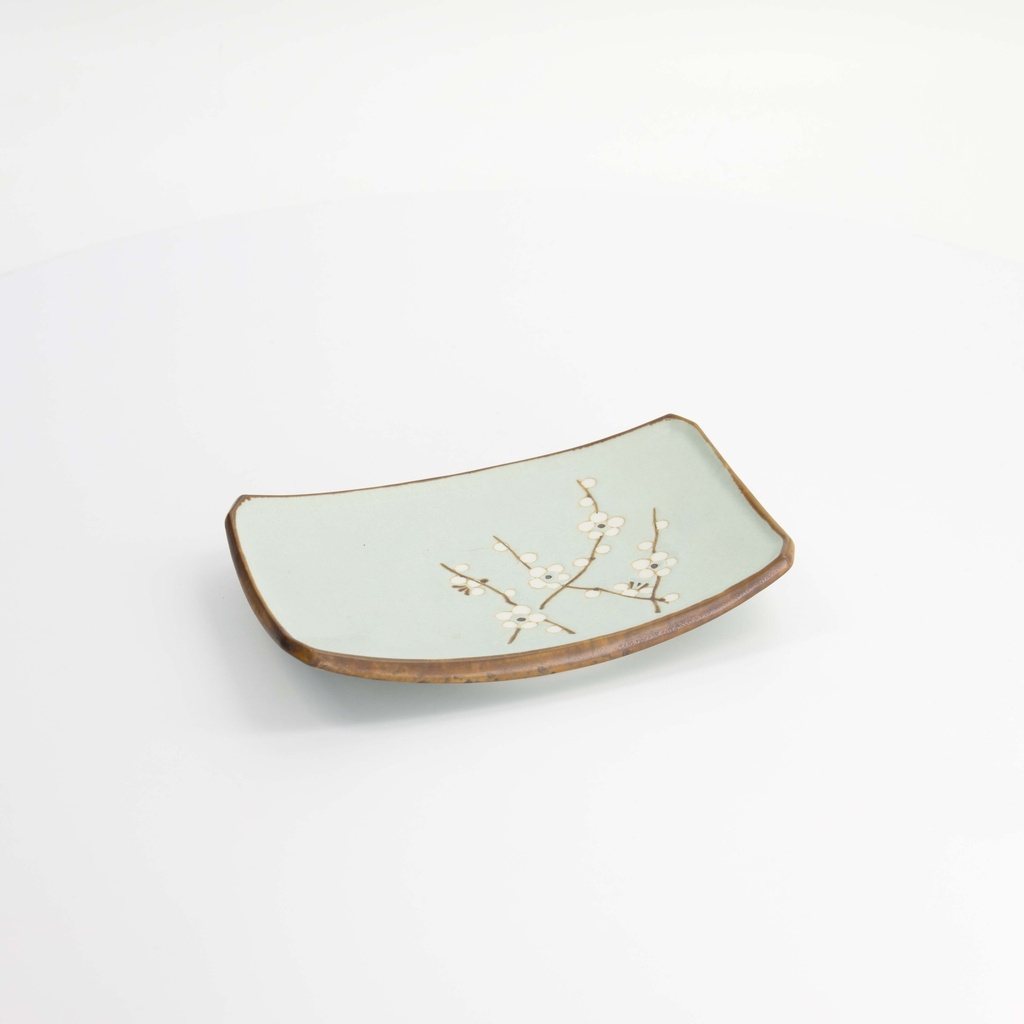 Green Soshun Oblong Plate 18.5x12.2x1.9cm Q27/BP 6/48