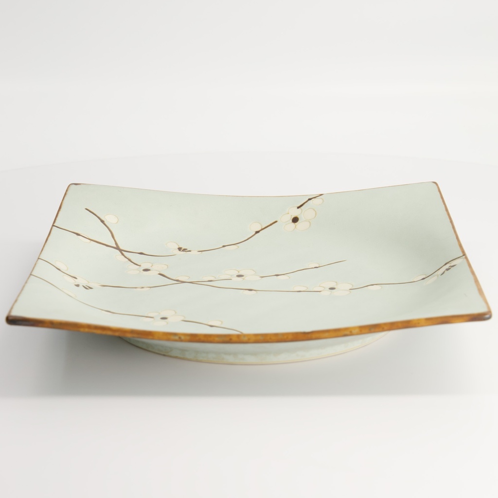 Green Soshun Square Plate 23.3x23.3x3.2cm Q293/BP 3/18