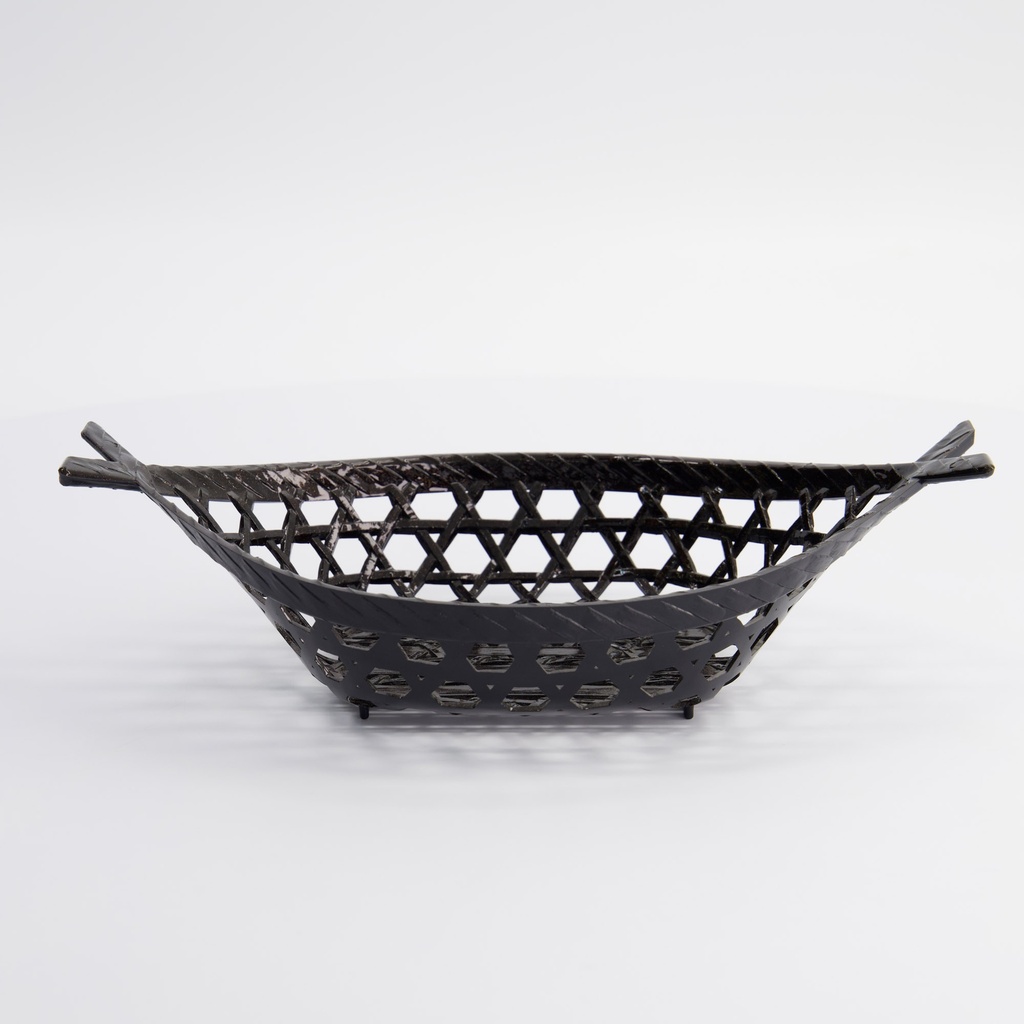Lacquerware Tempura Basket 25.5x14.5cm Black 4042 1/100