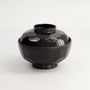 Lacquerware Bowl w/lid 12x9.5cm Bl/Rd N65/B 20/200