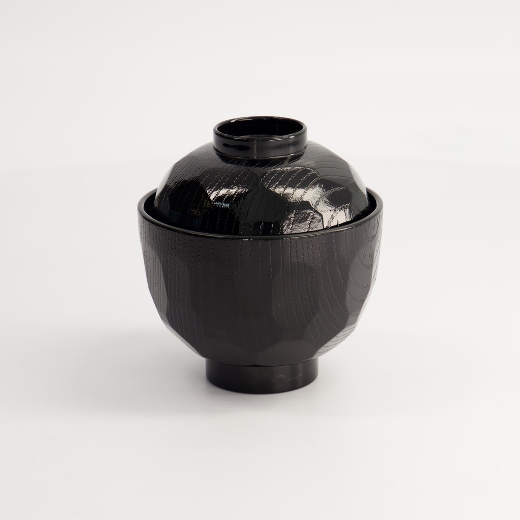 Lacquerware Bowl w/lid 9.5x10cm 200ml Black N75/BB 6/240