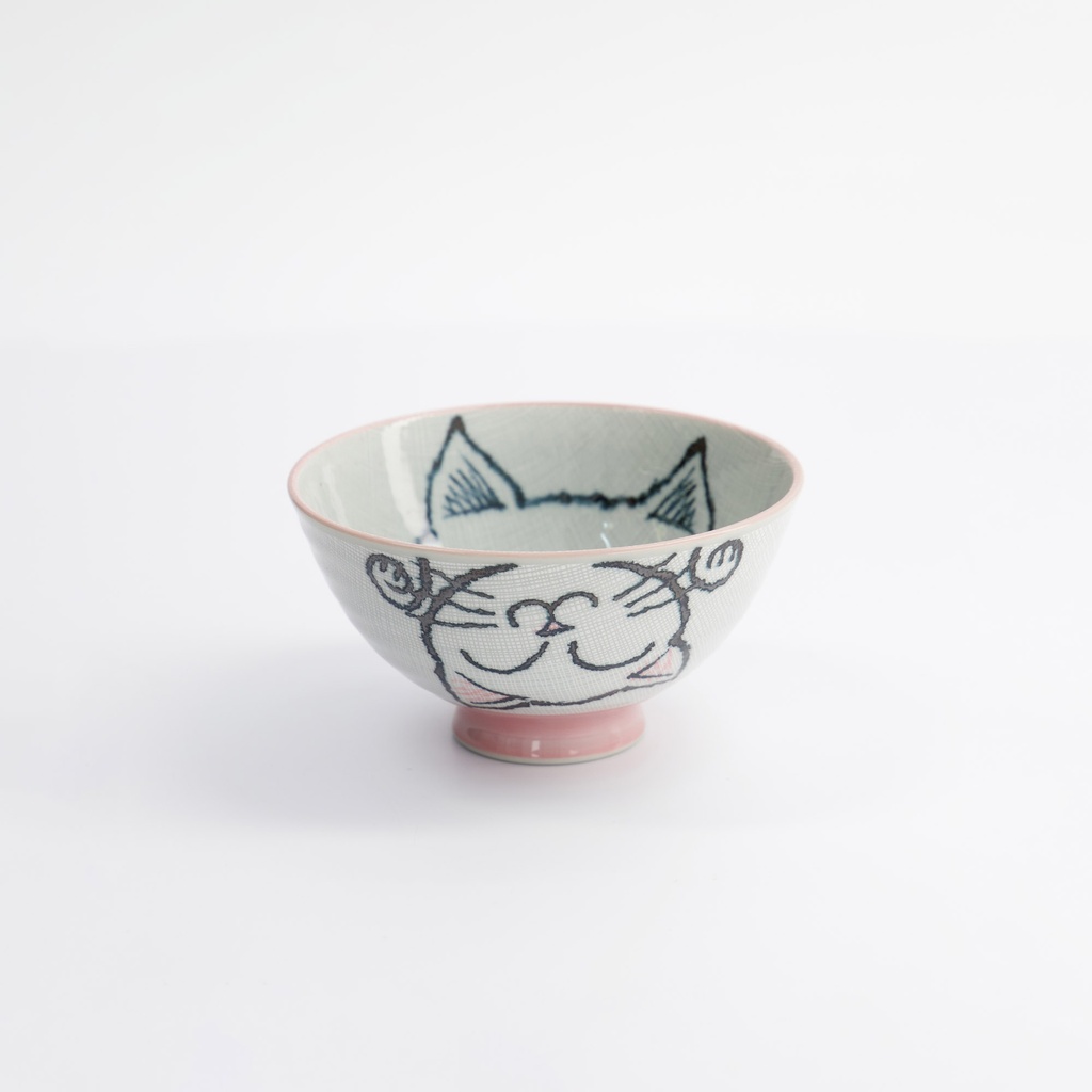 Kawaii Rice Bowl 11.5x6.2cm 300ml Pink Neko Cat MN-7432/B 10/120