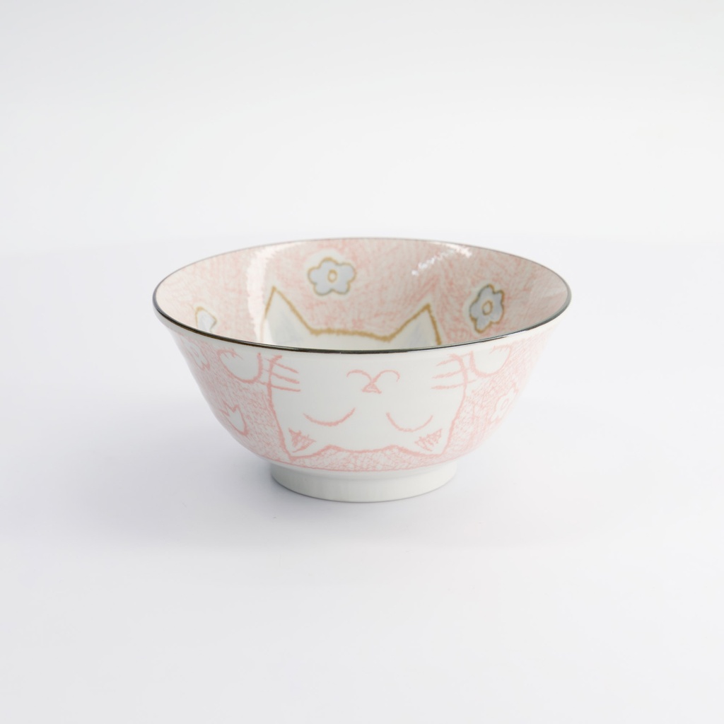 Kawaii Cat Neko Tayo Bowl 14.8x6.8cm 500ml Pink HE56/90(P) 6/48