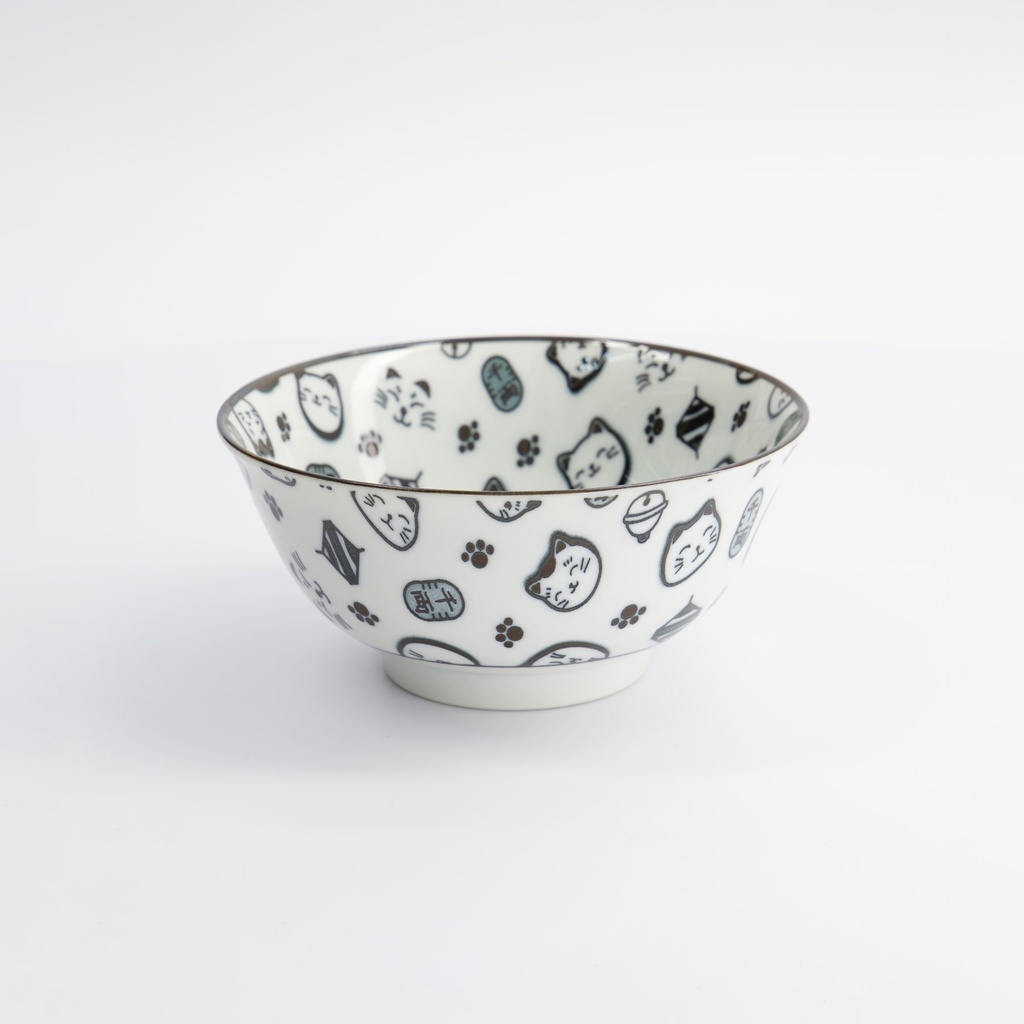 Kawaii Lucky Cat Neko Bowl 15x7cm 500ml Black HB-7109/A 6/48