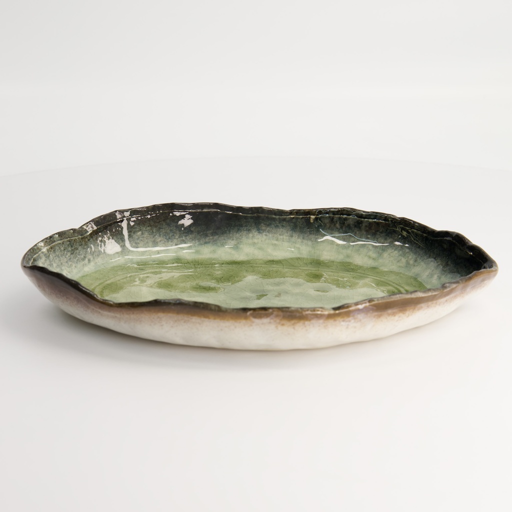 Yamasaku Oblong Plate 25.8x18.4x3.6cm Green YW-5546 3/30