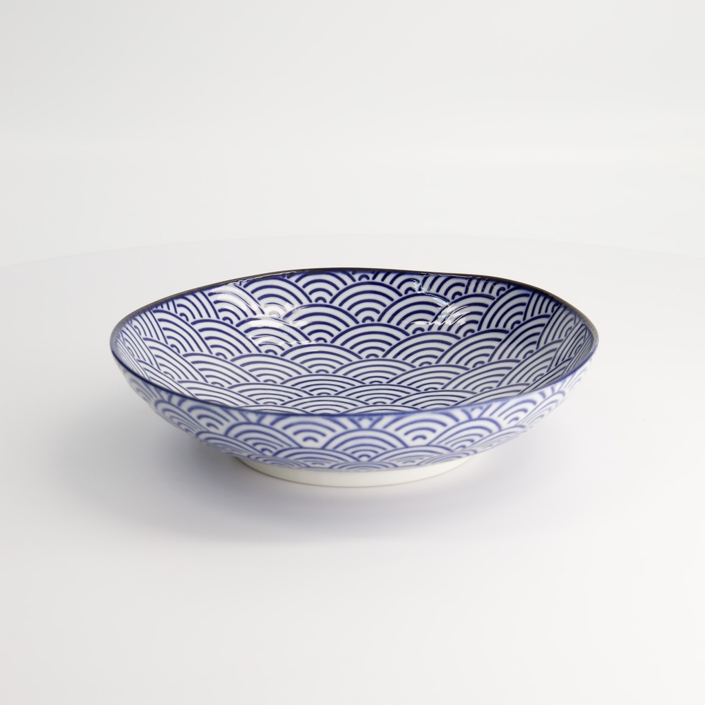 Nippon Blue Pasta Plate 21x5.2cm Wave YW-07/A  6/36