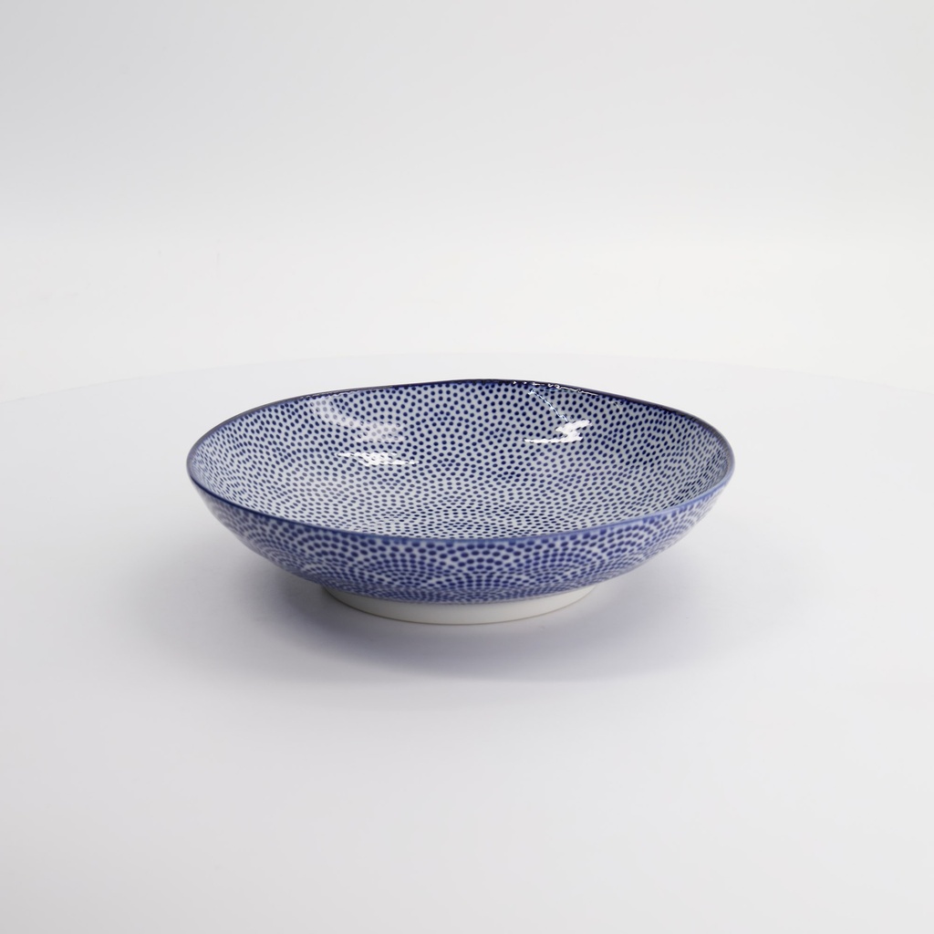 Nippon Blue Pasta Plate 21x5.2cm Dots YW-07/B  6/36