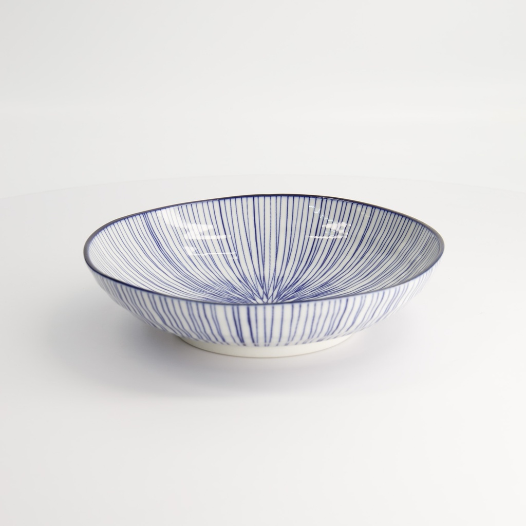 Nippon Blue Pasta Plate 21x5.2cm Lines YW-07/D  6/36