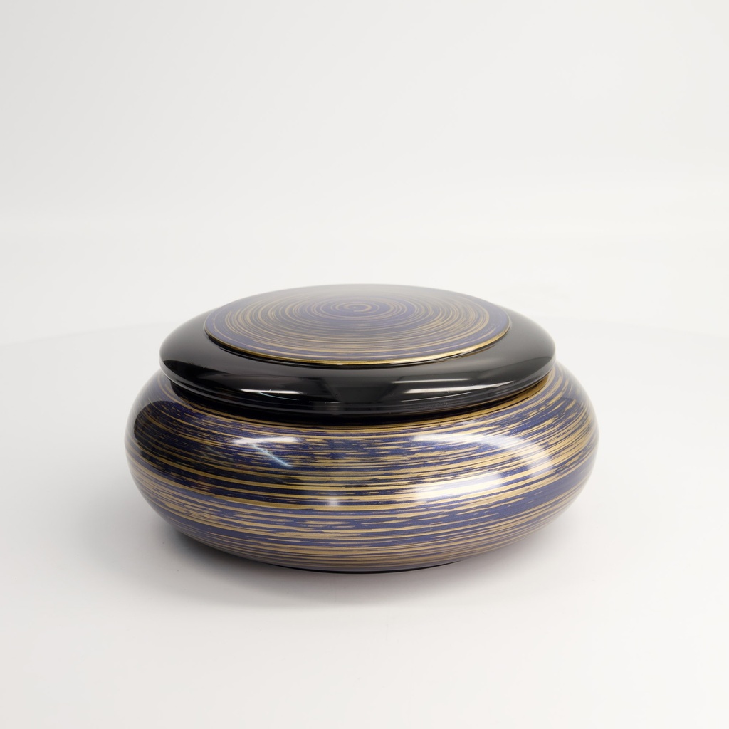 Chirashi Box w/Lid Outer 19.8x8.6cm Inner 14.2x4.9cm Purple/Gold Brush 1-482-7 1/40