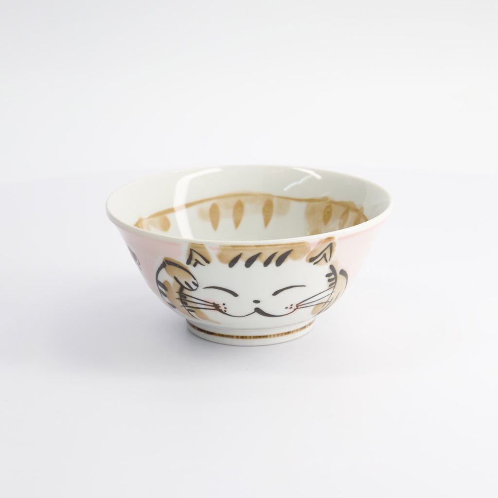 Kawaii Tayo Bowl Fuku Cat Neko Pink 15x7cmh 500ml MU-8007/A 6/48